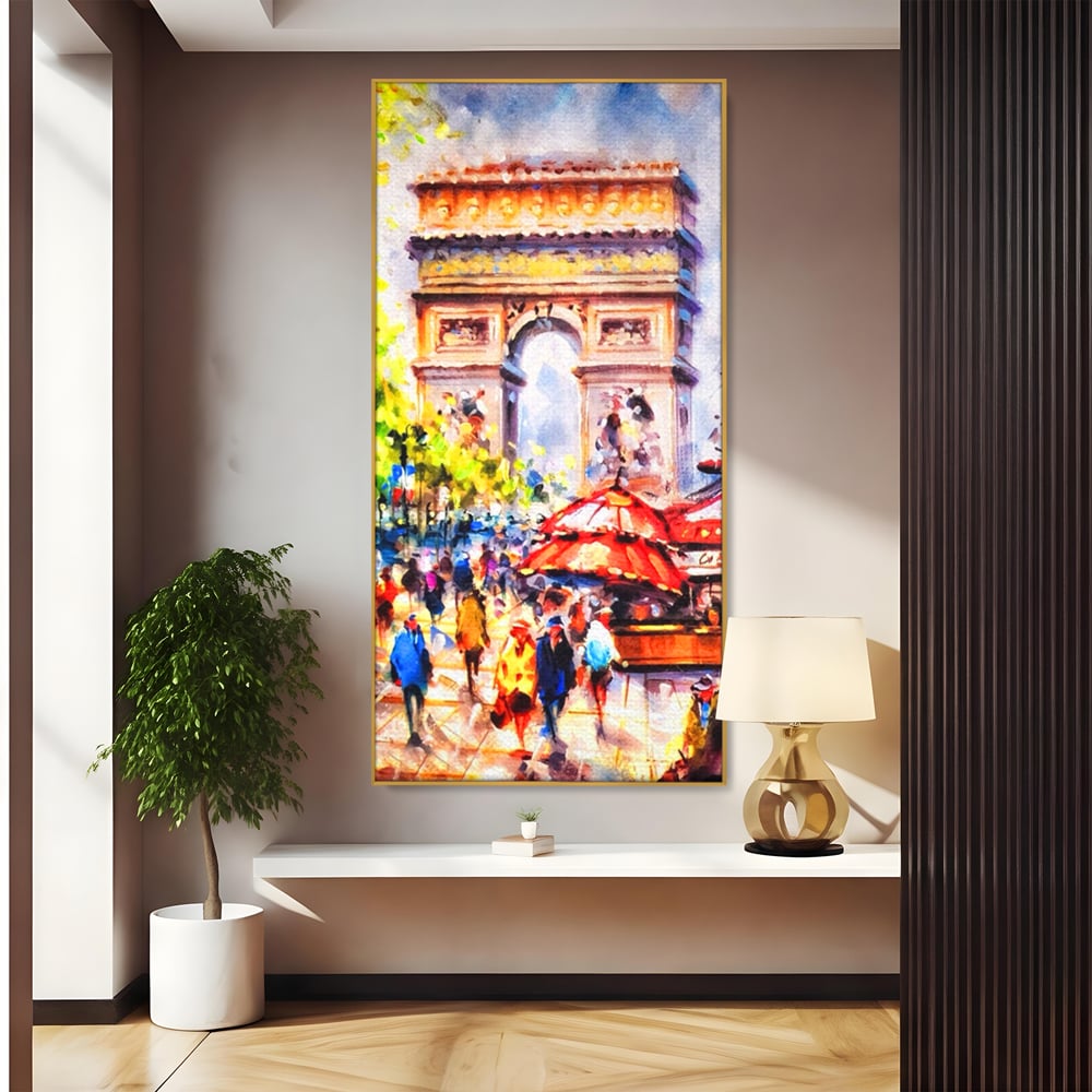 Tablou canvas cu tablou canvas cu arcul de triumf, in rama de aluminiu auriu